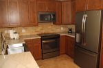 Mammoth Condo Rental Aspen Creek 117: Remodeled Kitchen with stainless steel appliances